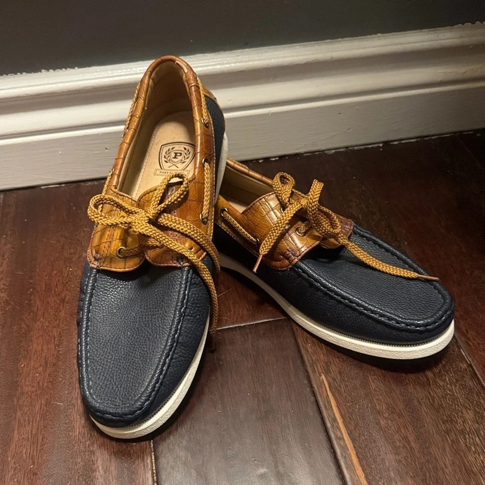 Classic Navy and Tan Boat Shoes